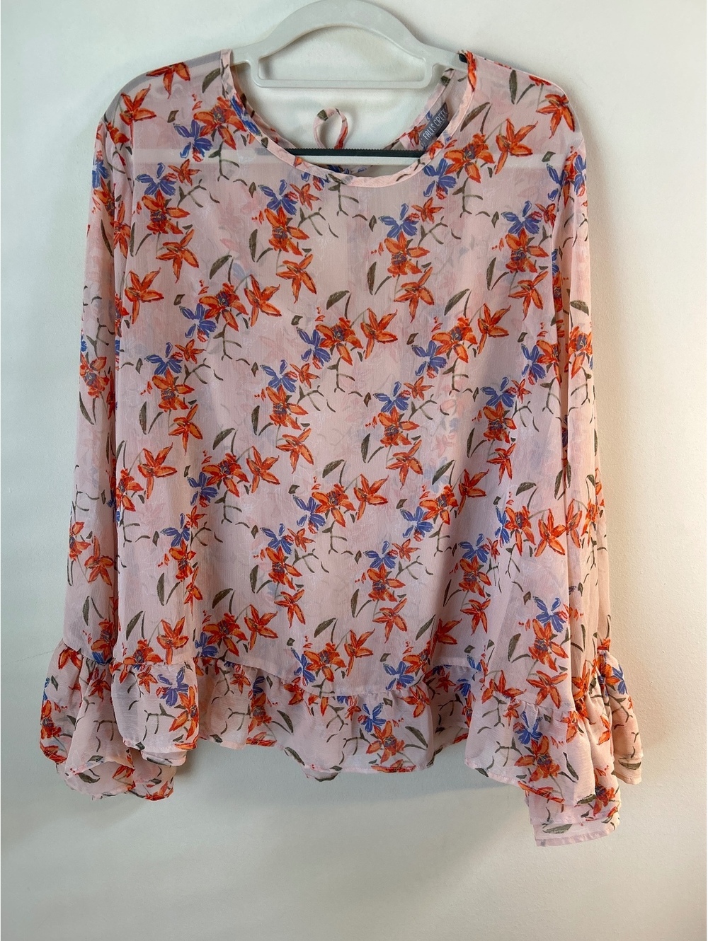 Falls Creek 2X Floral Long Sleeve Blouse